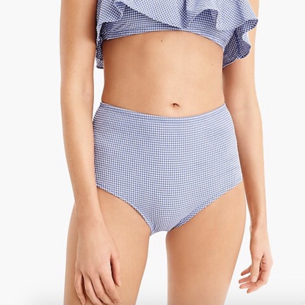 J. Crew Gingham High Waisted Bikini Bottoms—L